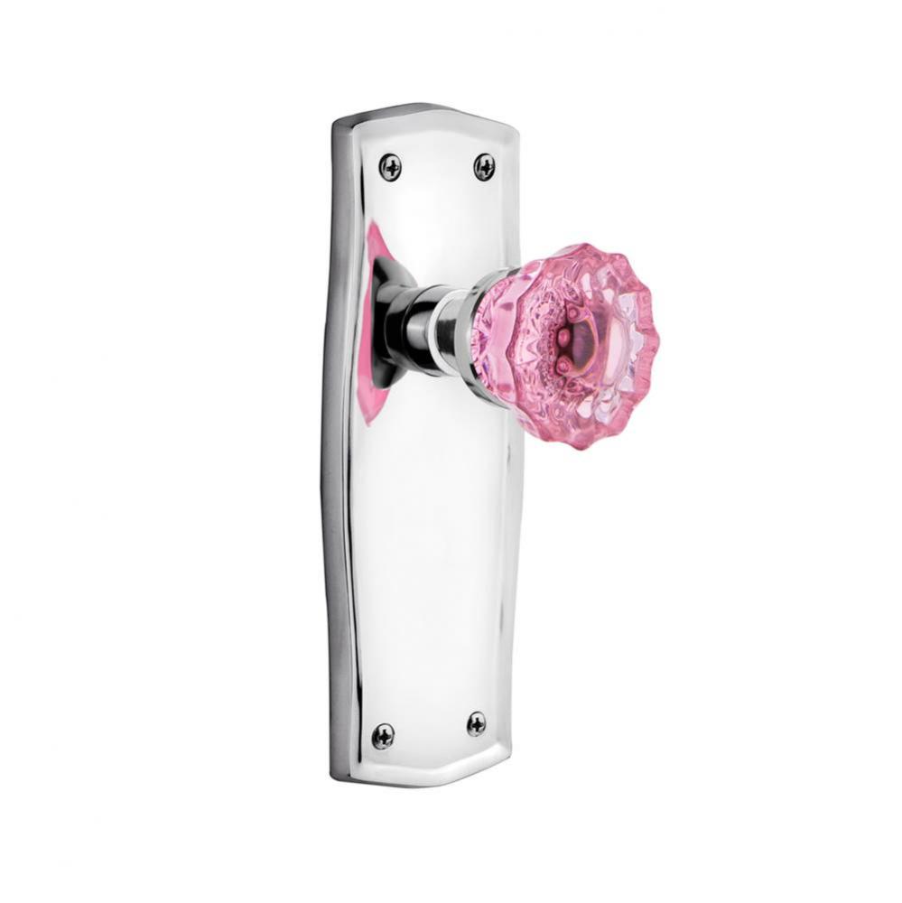 Nostalgic Warehouse Prairie Plate Single Dummy Crystal Pink Glass Door Knob in Bright Chrome