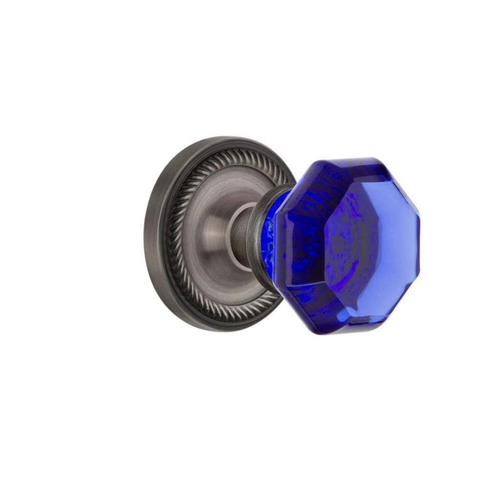Nostalgic Warehouse Rope Rosette Single Dummy Waldorf Cobalt Door Knob in Antique Pewter