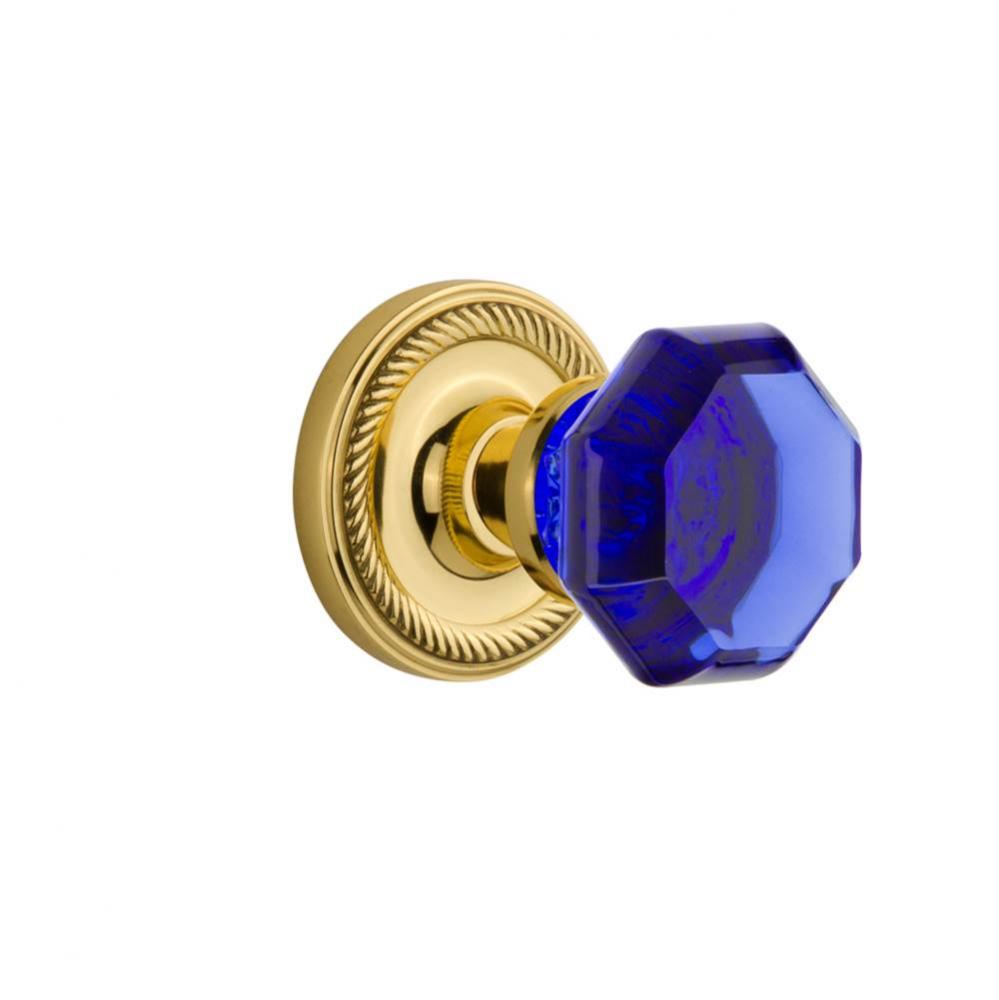 Nostalgic Warehouse Rope Rosette Single Dummy Waldorf Cobalt Door Knob in Polished Brass
