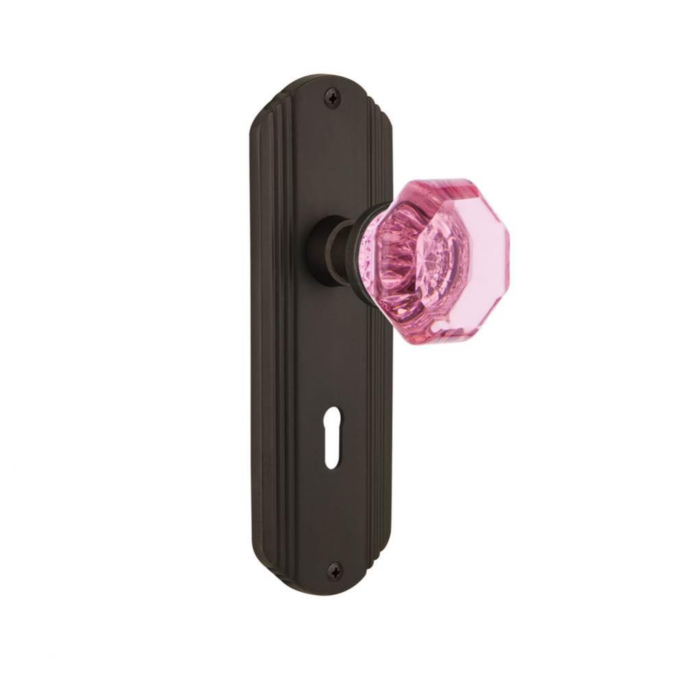 Nostalgic Warehouse Deco Plate with Keyhole Single Dummy Waldorf Pink Door Knob in Oil-Rubbed Bron