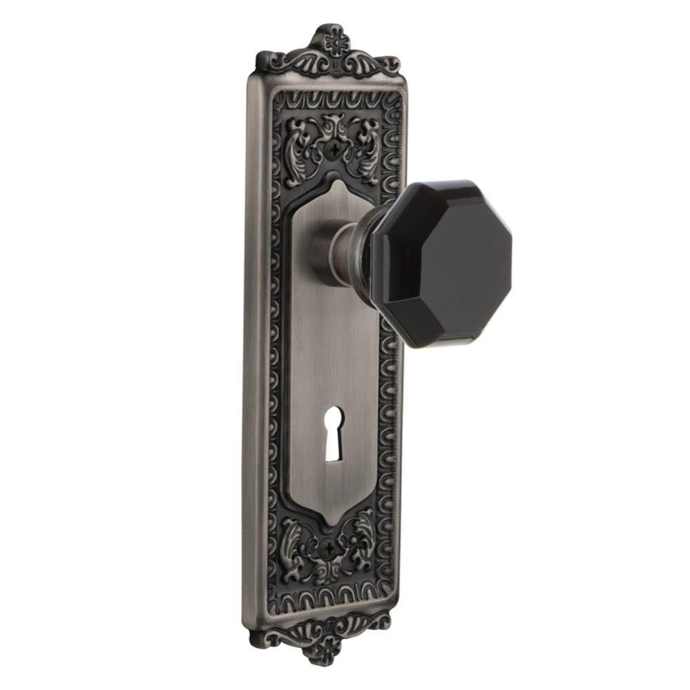 Nostalgic Warehouse Egg & Dart Plate with Keyhole Single Dummy Waldorf Black Door Knob in Anti