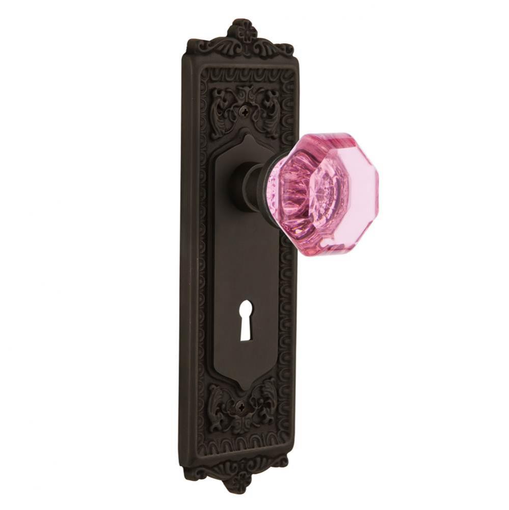 Nostalgic Warehouse Egg & Dart Plate with Keyhole Single Dummy Waldorf Pink Door Knob in Oil-R