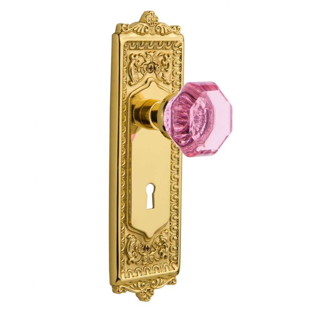 Nostalgic Warehouse Egg & Dart Plate with Keyhole Single Dummy Waldorf Pink Door Knob in Polis