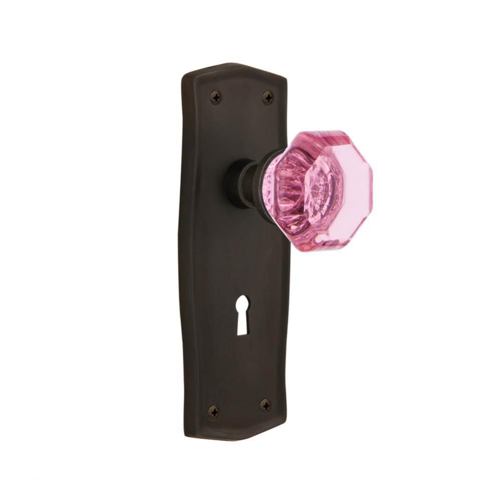 Nostalgic Warehouse Prairie Plate with Keyhole Single Dummy Waldorf Pink Door Knob in Oil-Rubbed B