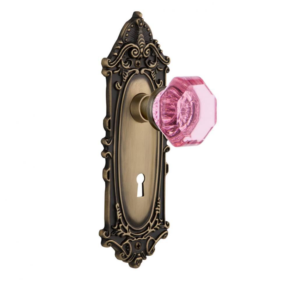 Nostalgic Warehouse Victorian Plate with Keyhole Single Dummy Waldorf Pink Door Knob in Antique Br