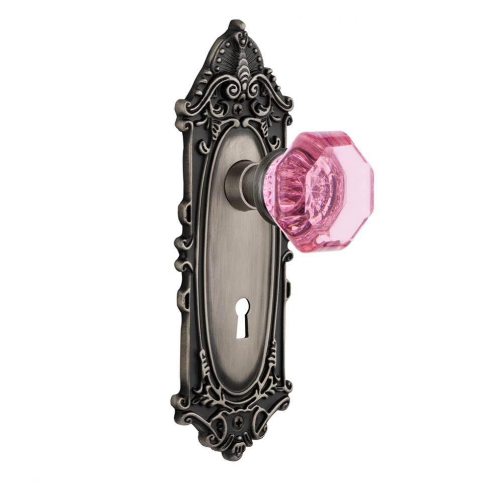 Nostalgic Warehouse Victorian Plate with Keyhole Single Dummy Waldorf Pink Door Knob in Antique Pe