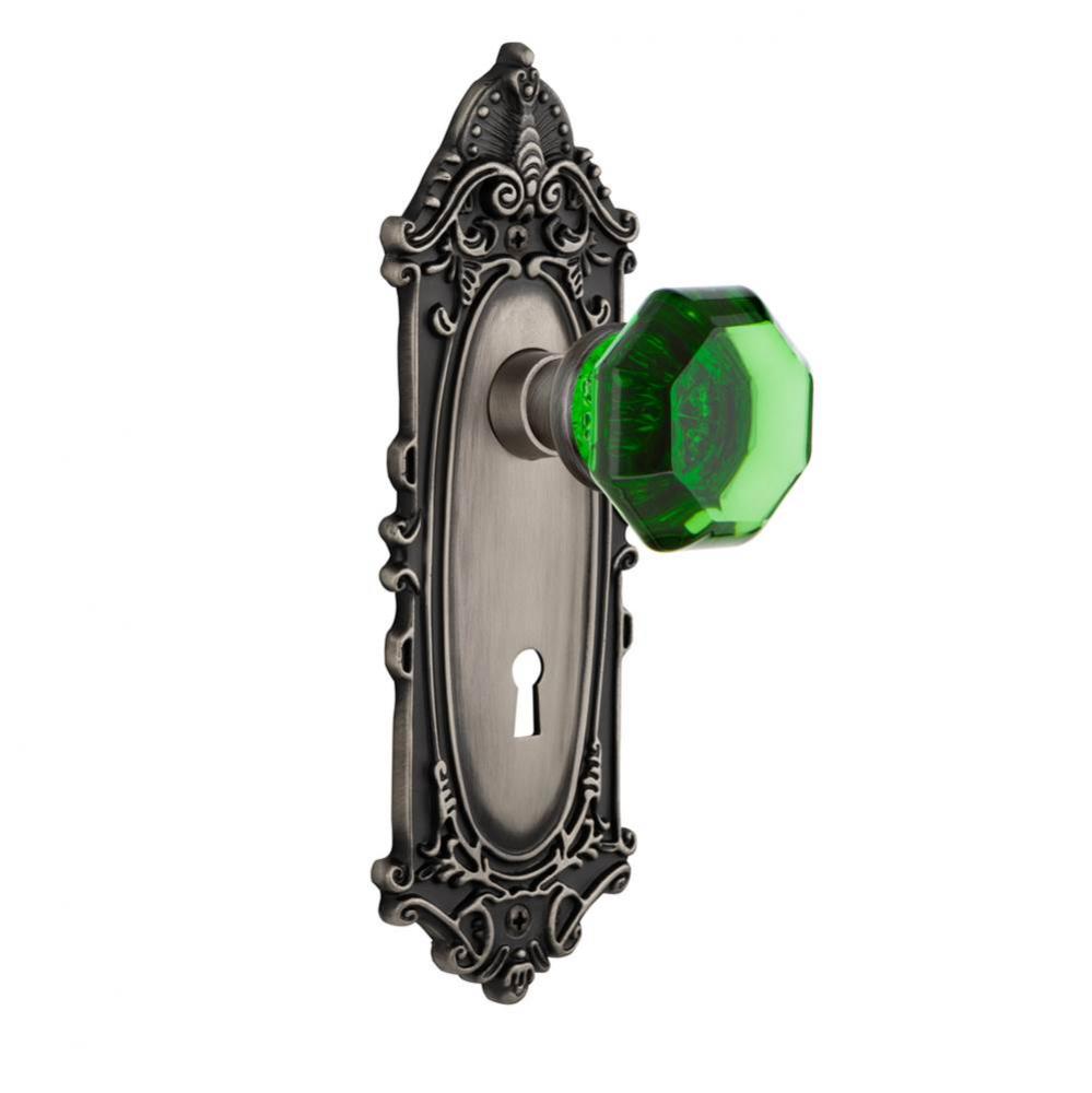 Nostalgic Warehouse Victorian Plate with Keyhole Single Dummy Waldorf Emerald Door Knob in Antique