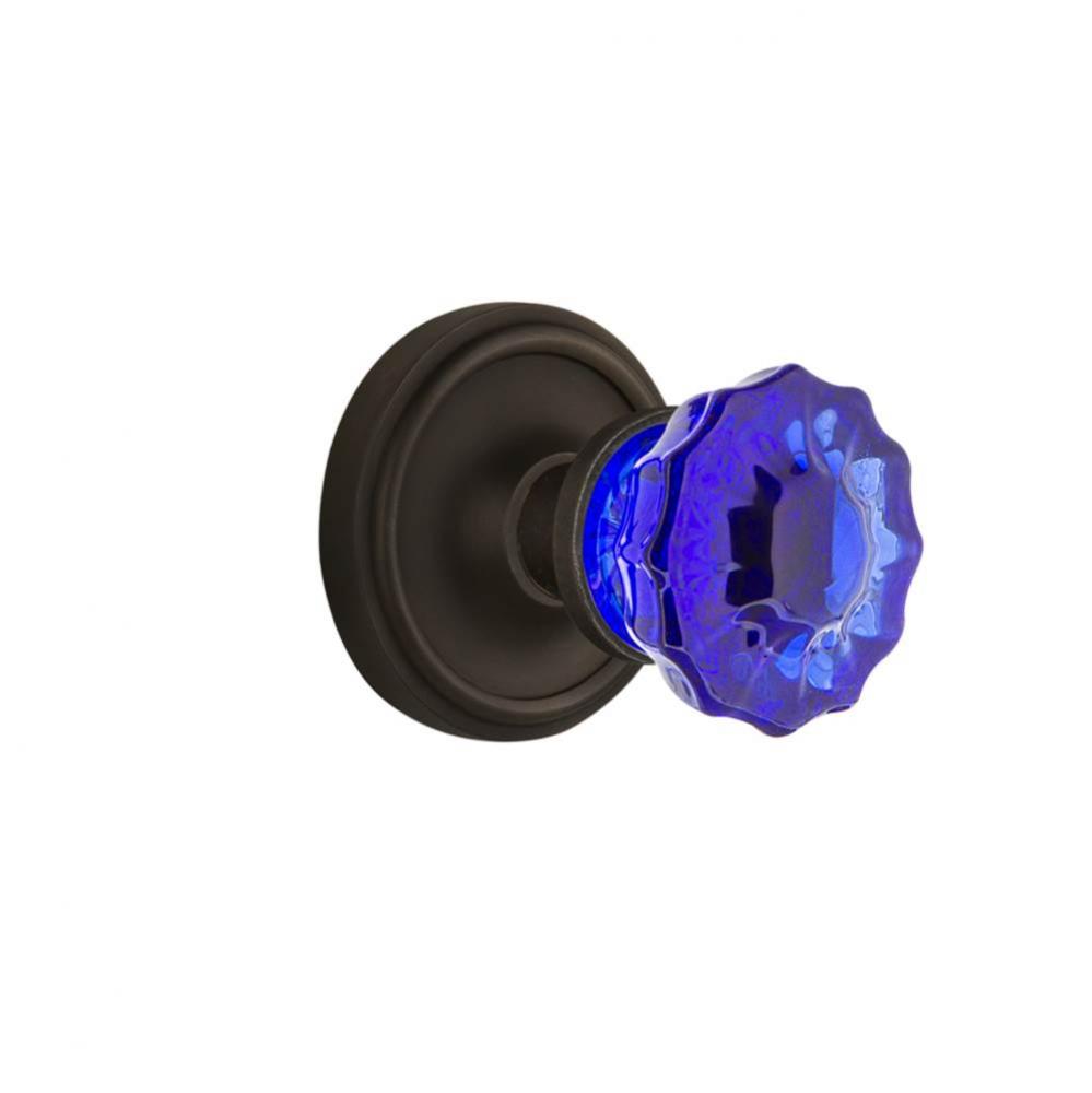 Nostalgic Warehouse Classic Rosette Double Dummy Crystal Cobalt Glass Door Knob in Oil-Rubbed Bron