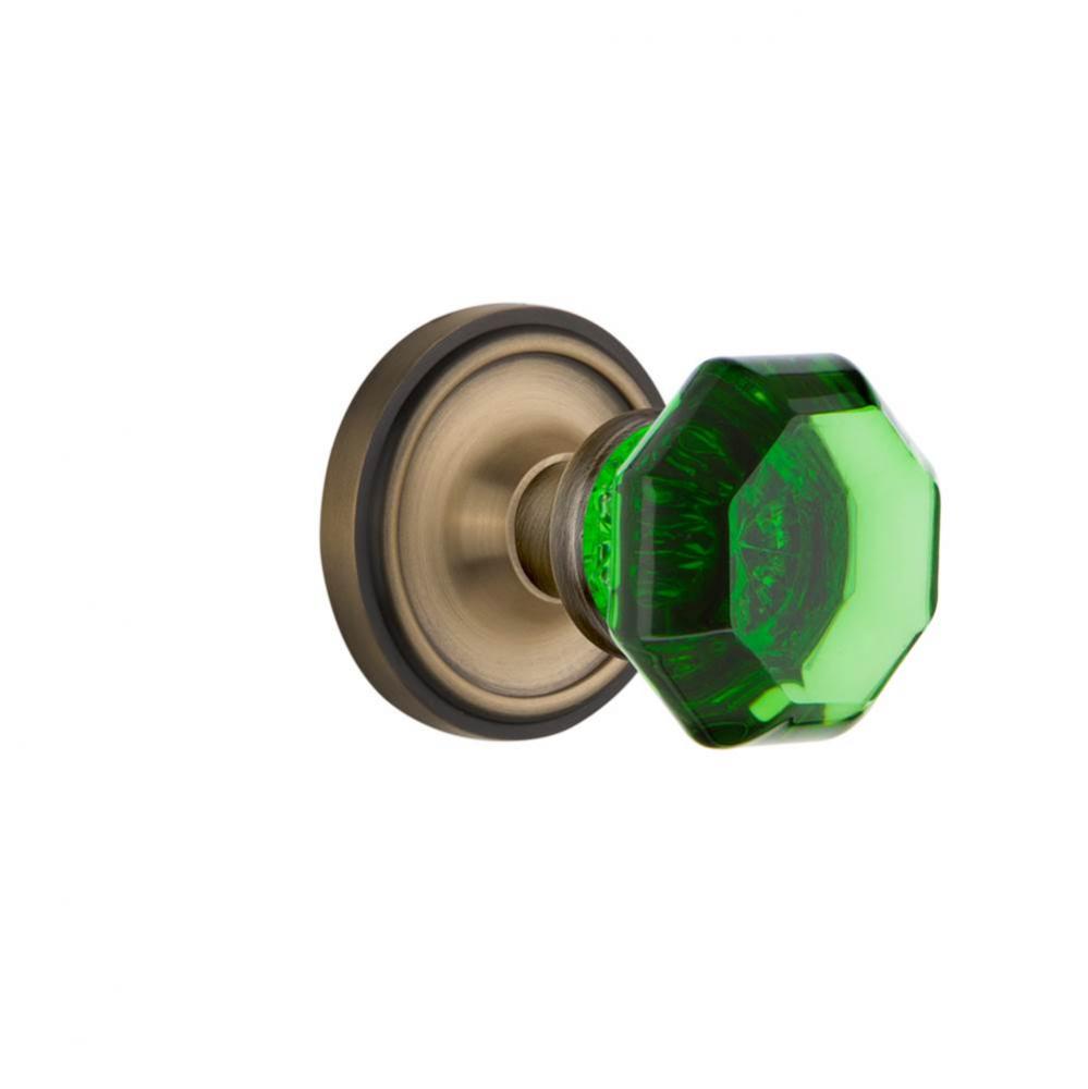 Nostalgic Warehouse Classic Rosette Double Dummy Waldorf Emerald  Door Knob in Antique Brass