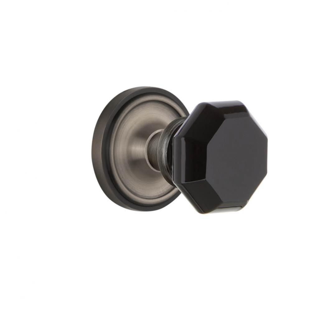 Nostalgic Warehouse Classic Rosette Double Dummy Waldorf Black Door Knob in Antique Pewter