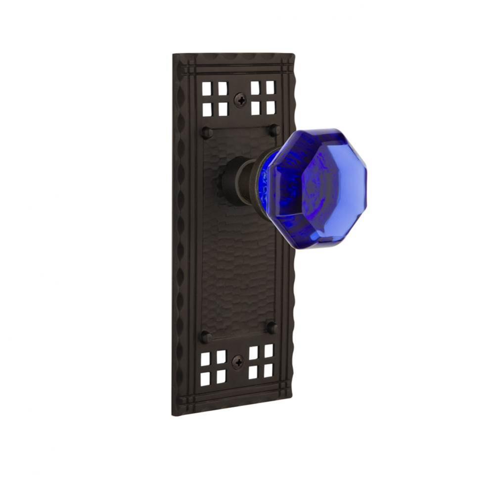 Nostalgic Warehouse Craftsman Plate Double Dummy Waldorf Cobalt Door Knob in Oil-Rubbed Bronze