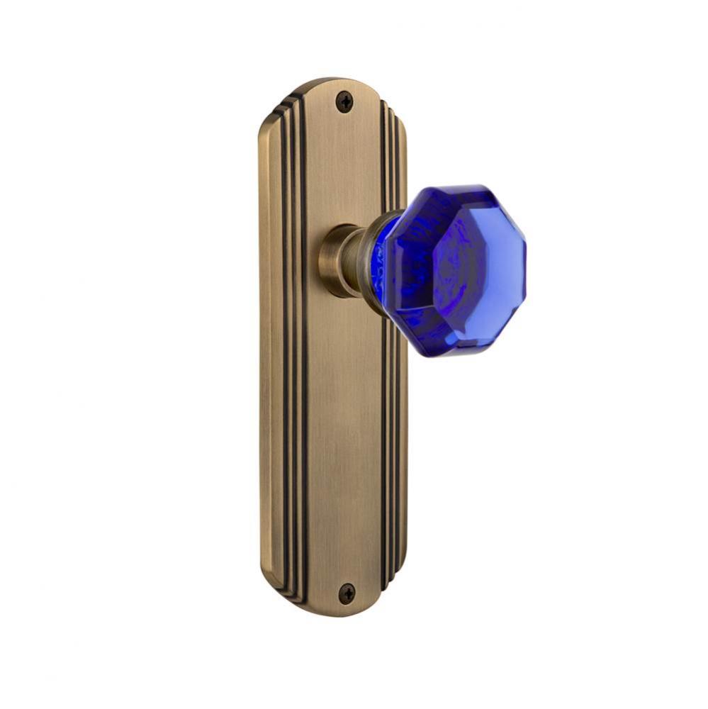 Nostalgic Warehouse Deco Plate Double Dummy Waldorf Cobalt Door Knob in Antique Brass