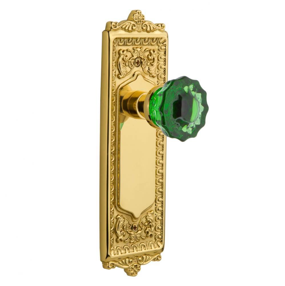 Nostalgic Warehouse Egg & Dart Plate Double Dummy Crystal Emerald Glass Door Knob in Polished