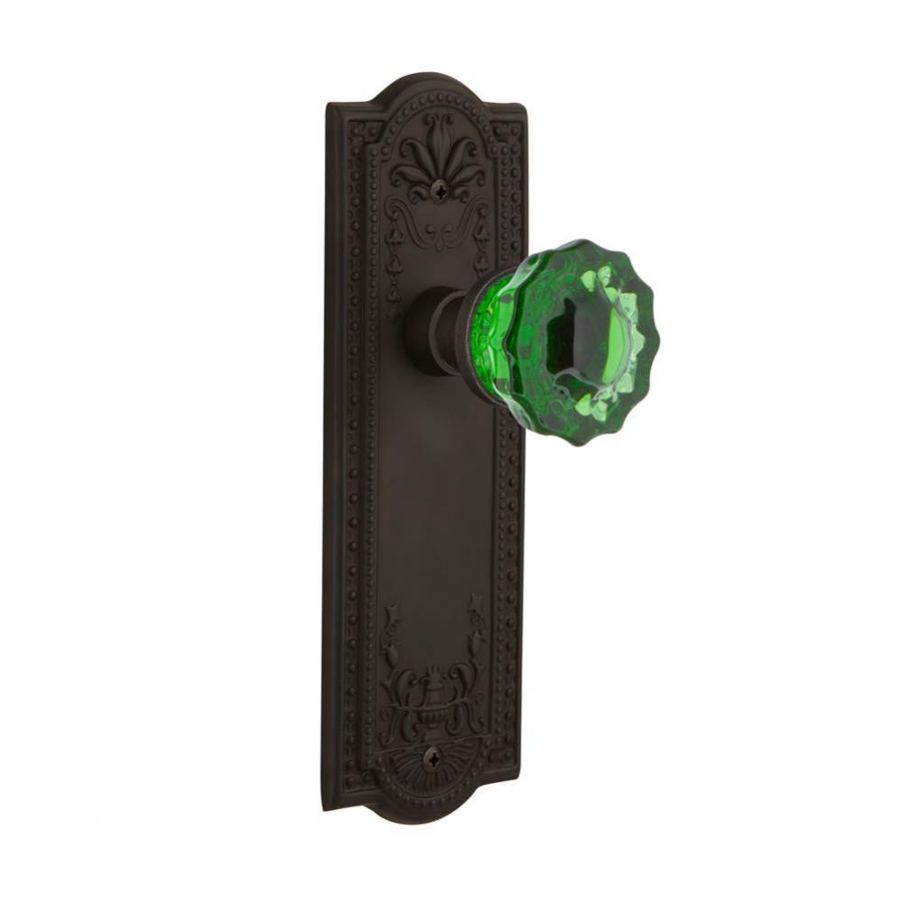 Nostalgic Warehouse Meadows Plate Double Dummy Crystal Emerald Glass Door Knob in Oil-Rubbed Bronz