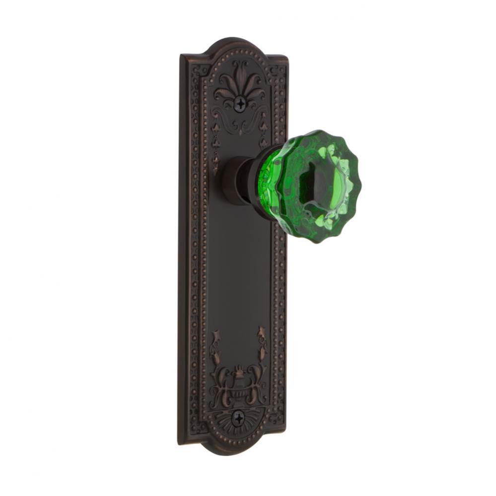 Nostalgic Warehouse Meadows Plate Double Dummy Crystal Emerald Glass Door Knob in Timeless Bronze