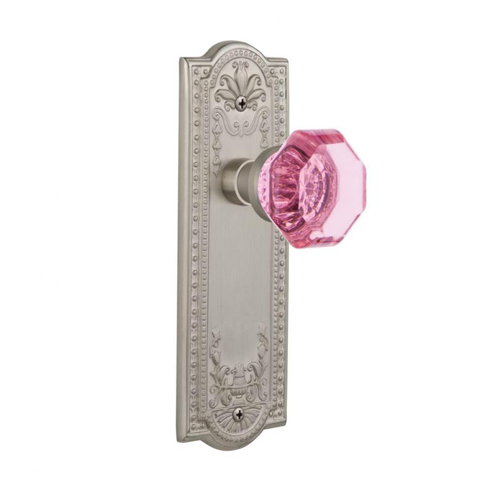 Nostalgic Warehouse Meadows Plate Double Dummy Waldorf Pink Door Knob in Satin Nickel