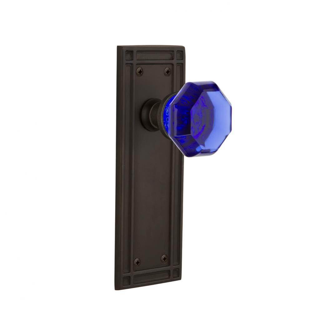 Nostalgic Warehouse Mission Plate Double Dummy Waldorf Cobalt Door Knob in Oil-Rubbed Bronze