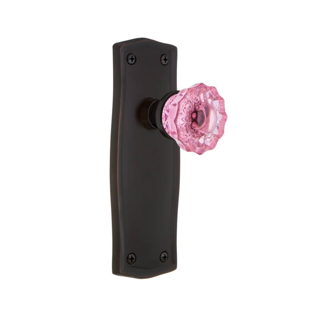Nostalgic Warehouse Prairie Plate Double Dummy Crystal Pink Glass Door Knob in Timeless Bronze