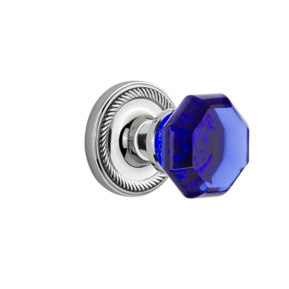Nostalgic Warehouse Rope Rosette Double Dummy Waldorf Cobalt Door Knob in Bright Chrome