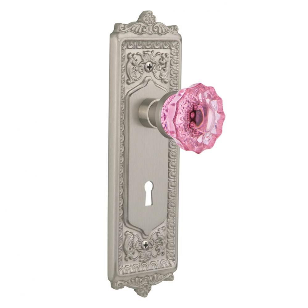 Nostalgic Warehouse Egg & Dart Plate with Keyhole Double Dummy Crystal Pink Glass Door Knob in