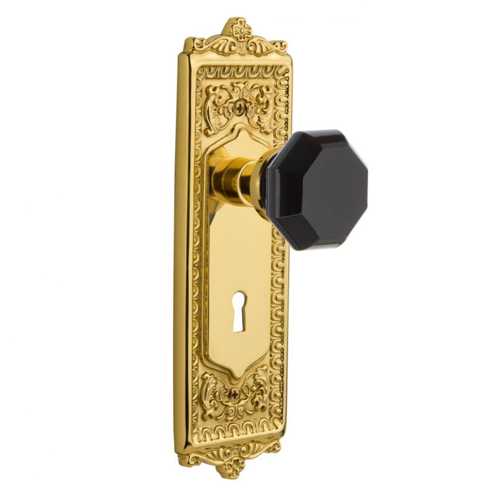 Nostalgic Warehouse Egg & Dart Plate with Keyhole Double Dummy Waldorf Black Door Knob in Poli