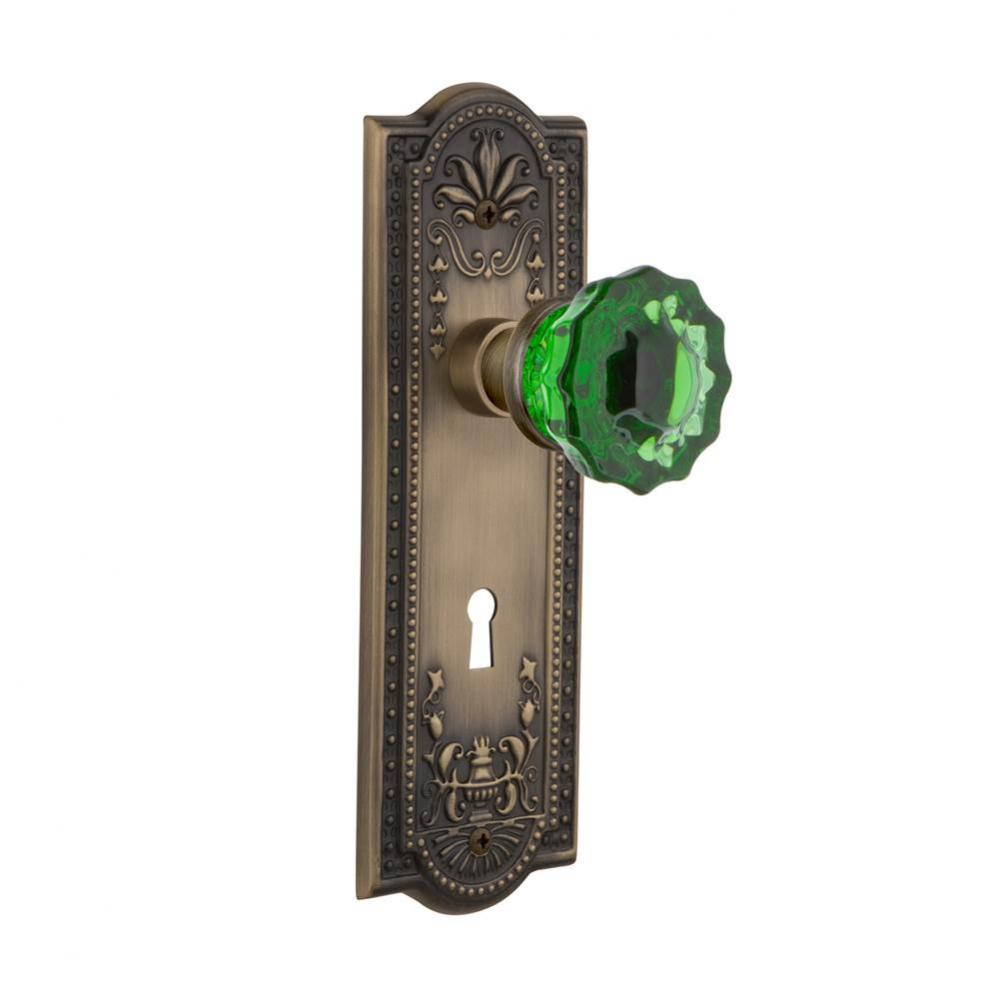 Nostalgic Warehouse Meadows Plate with Keyhole Double Dummy Crystal Emerald Glass Door Knob in Ant