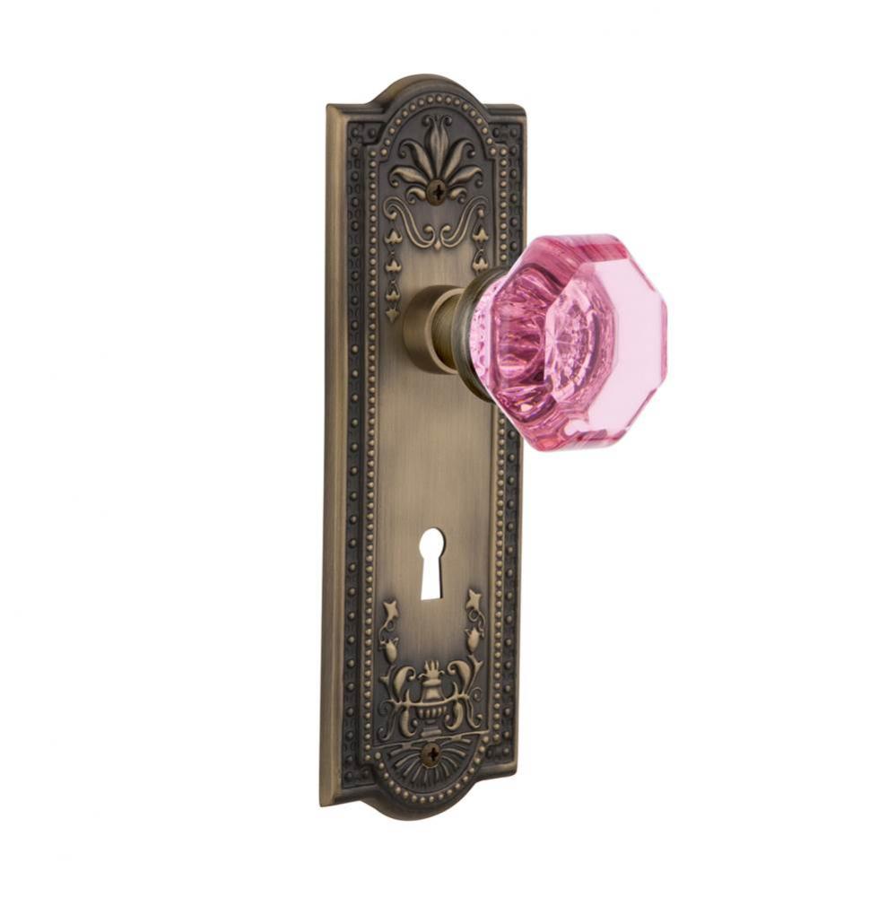 Nostalgic Warehouse Meadows Plate with Keyhole Double Dummy Waldorf Pink Door Knob in Antique Bras