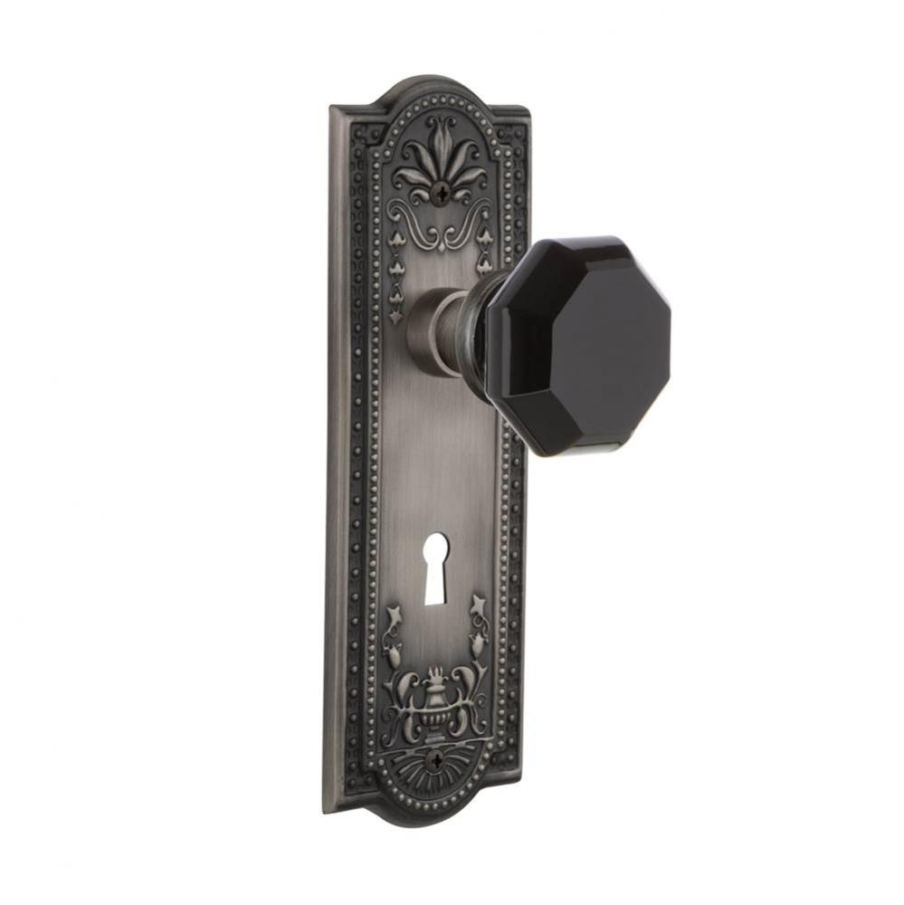 Nostalgic Warehouse Meadows Plate with Keyhole Double Dummy Waldorf Black Door Knob in Antique Pew