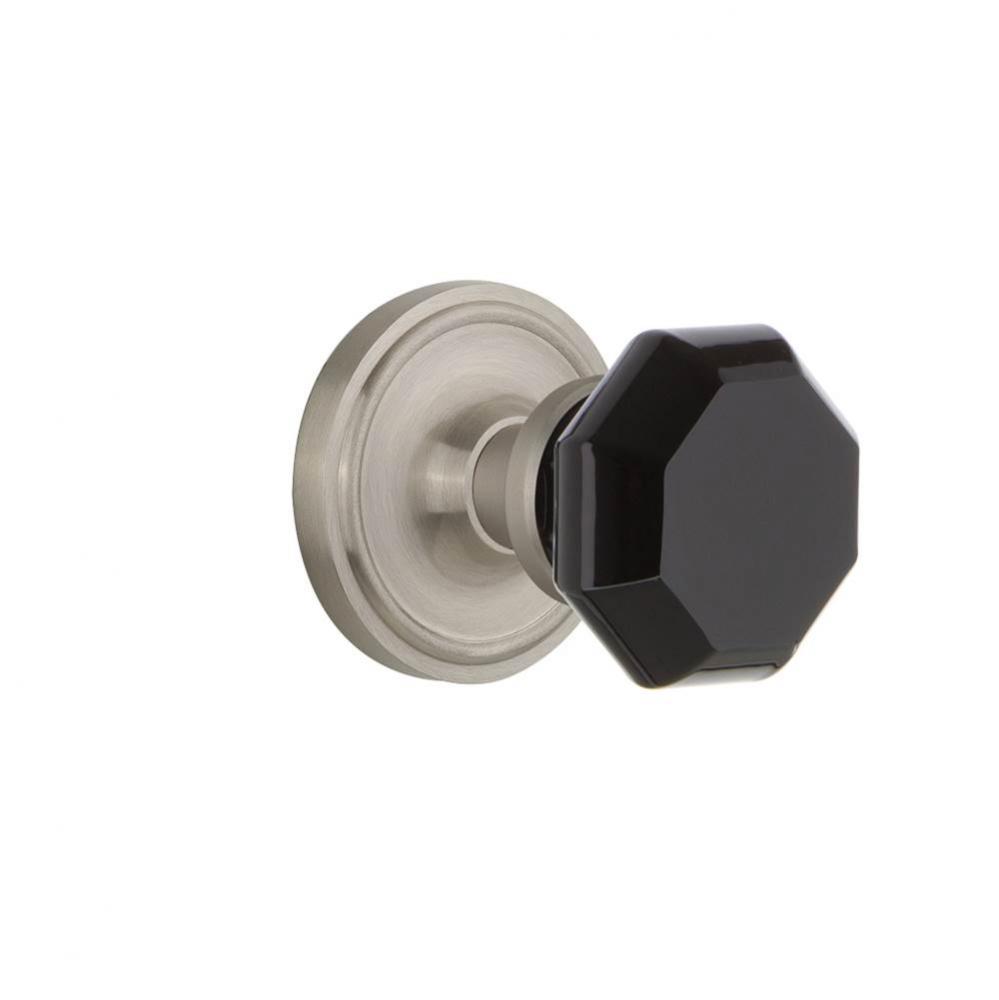 Nostalgic Warehouse Classic Rosette Privacy Waldorf Black Door Knob in Satin Nickel