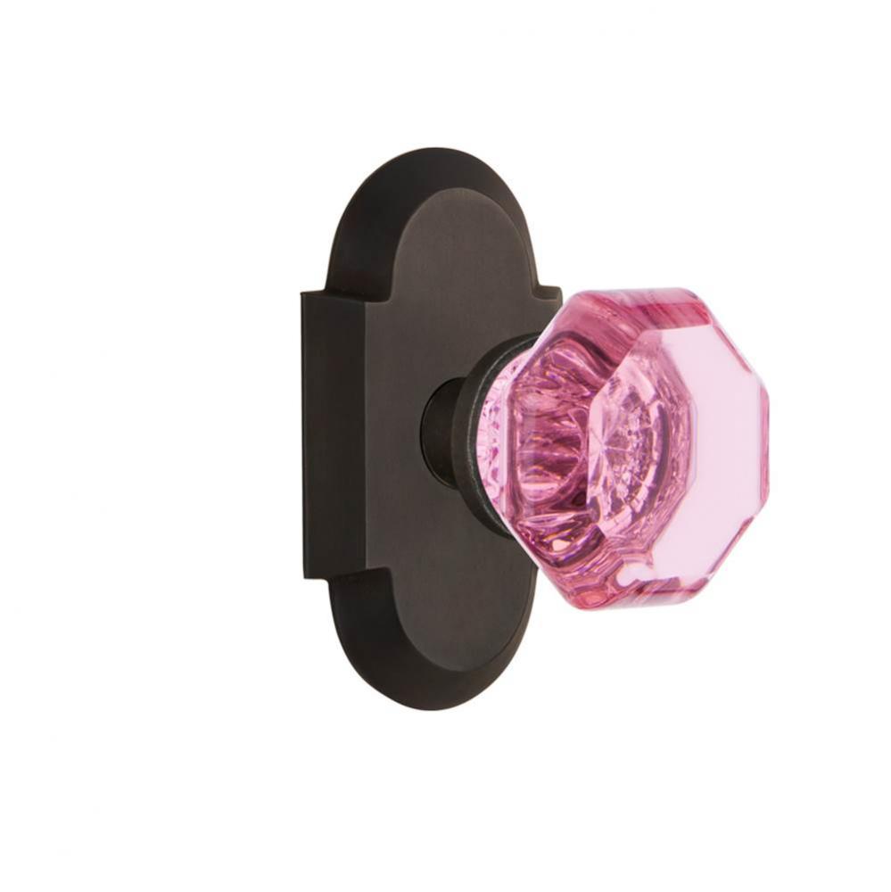 Nostalgic Warehouse Cottage Plate Privacy Waldorf Pink Door Knob in Oil-Rubbed Bronze