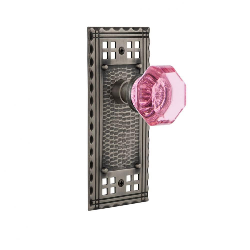 Nostalgic Warehouse Craftsman Plate Privacy Waldorf Pink Door Knob in Antique Pewter