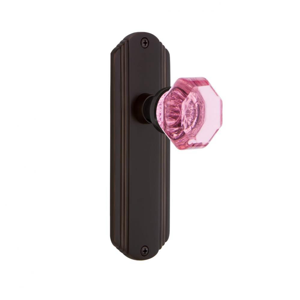 Nostalgic Warehouse Deco Plate Privacy Waldorf Pink Door Knob in Timeless Bronze