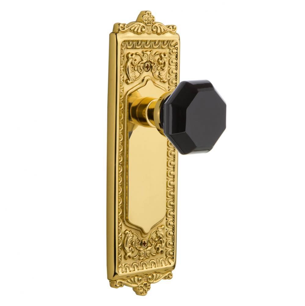 Nostalgic Warehouse Egg & Dart Plate Privacy Waldorf Black Door Knob in Polished Brass