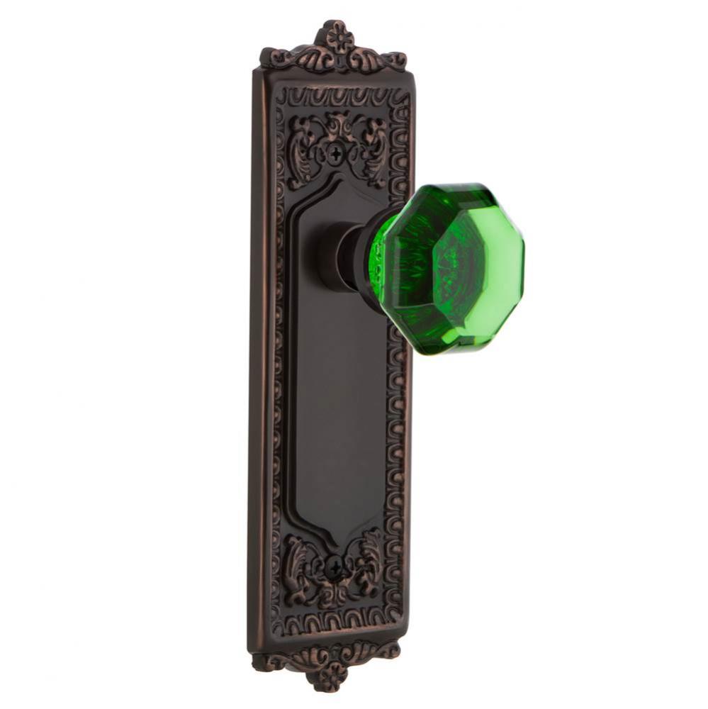 Nostalgic Warehouse Egg & Dart Plate Privacy Waldorf Emerald Door Knob in Timeless Bronze