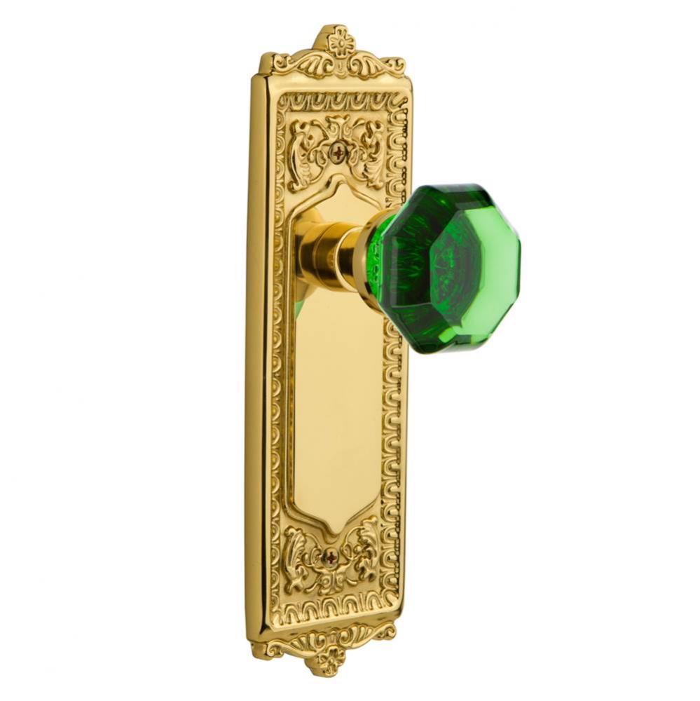 Nostalgic Warehouse Egg & Dart Plate Privacy Waldorf Emerald Door Knob in Unlaquered Brass