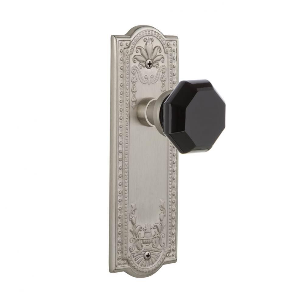 Nostalgic Warehouse Meadows Plate Privacy Waldorf Black Door Knob in Satin Nickel