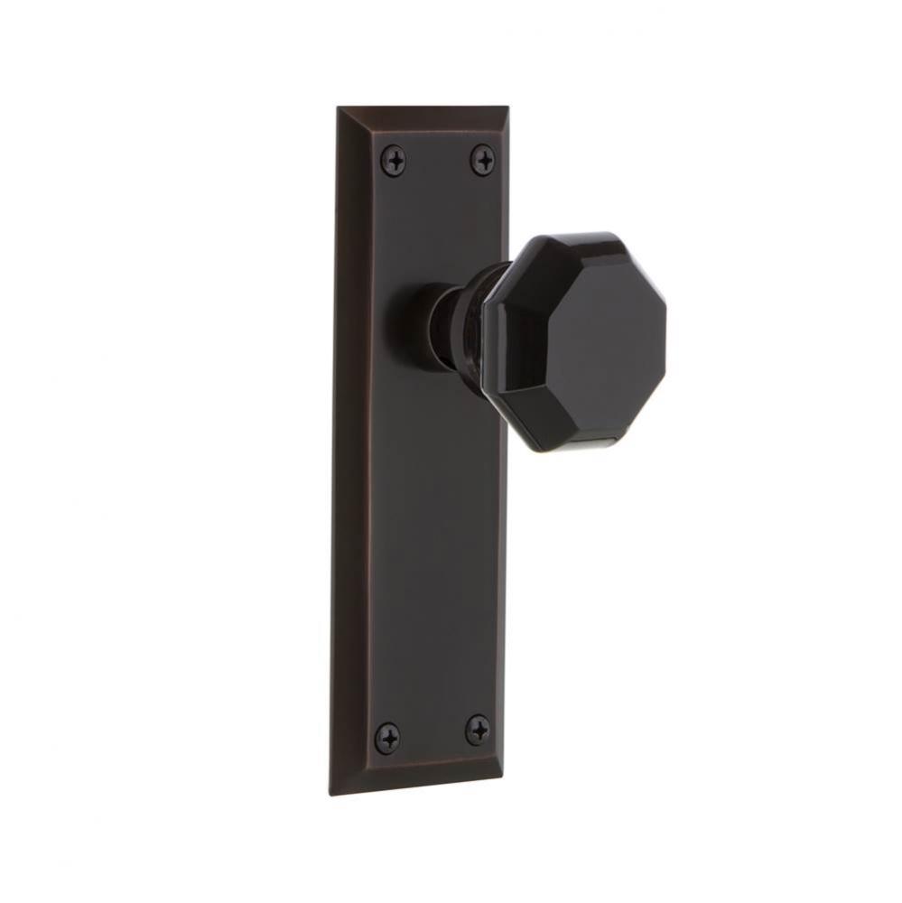 Nostalgic Warehouse New York Plate Privacy Waldorf Black Door Knob in Timeless Bronze