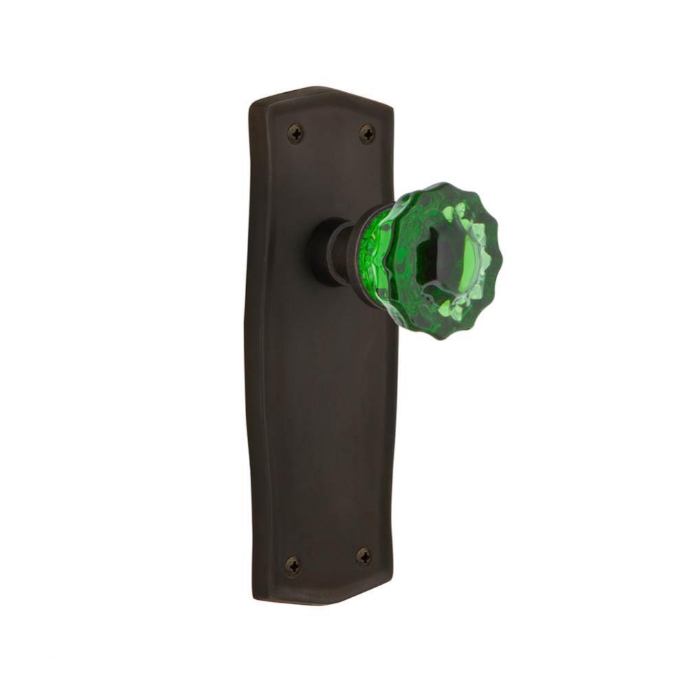 Nostalgic Warehouse Prairie Plate Privacy Crystal Emerald Glass Door Knob in Oil-Rubbed Bronze