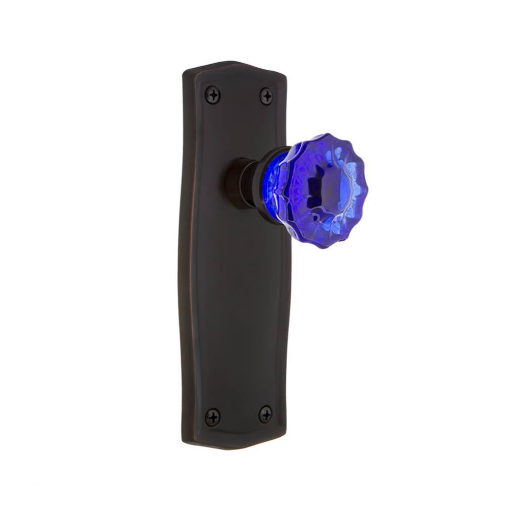 Nostalgic Warehouse Prairie Plate Privacy Crystal Cobalt Glass Door Knob in Timeless Bronze