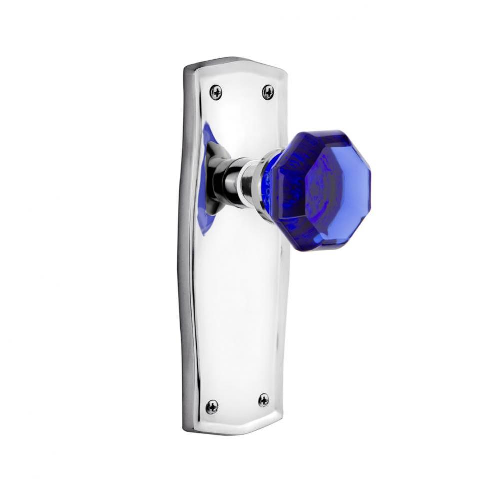 Nostalgic Warehouse Prairie Plate Privacy Waldorf Cobalt Door Knob in Bright Chrome