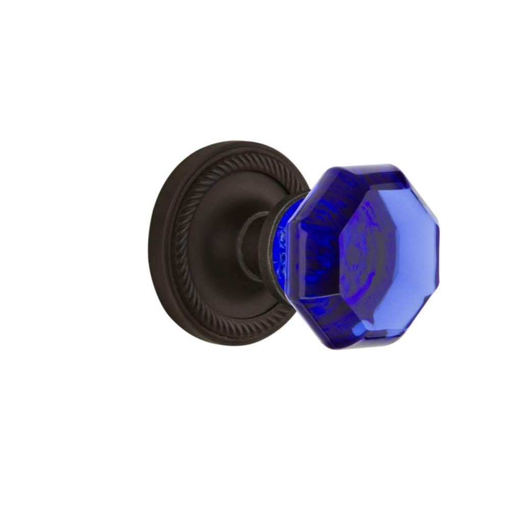 Nostalgic Warehouse Rope Rosette Privacy Waldorf Cobalt Door Knob in Oil-Rubbed Bronze