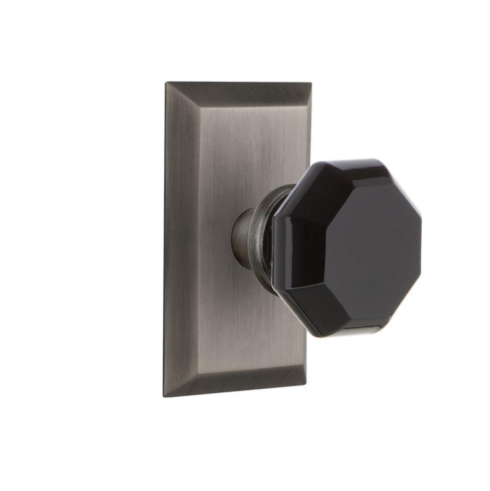 Nostalgic Warehouse Studio Plate Privacy Waldorf Black Door Knob in Antique Pewter