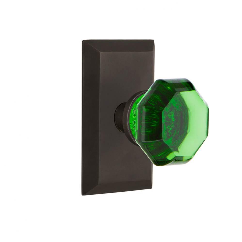 Nostalgic Warehouse Studio Plate Privacy Waldorf Emerald Door Knob in Oil-Rubbed Bronze