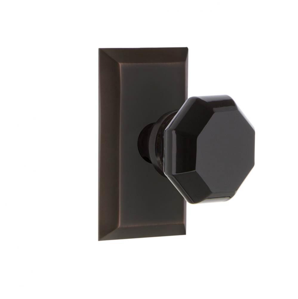 Nostalgic Warehouse Studio Plate Privacy Waldorf Black Door Knob in Timeless Bronze