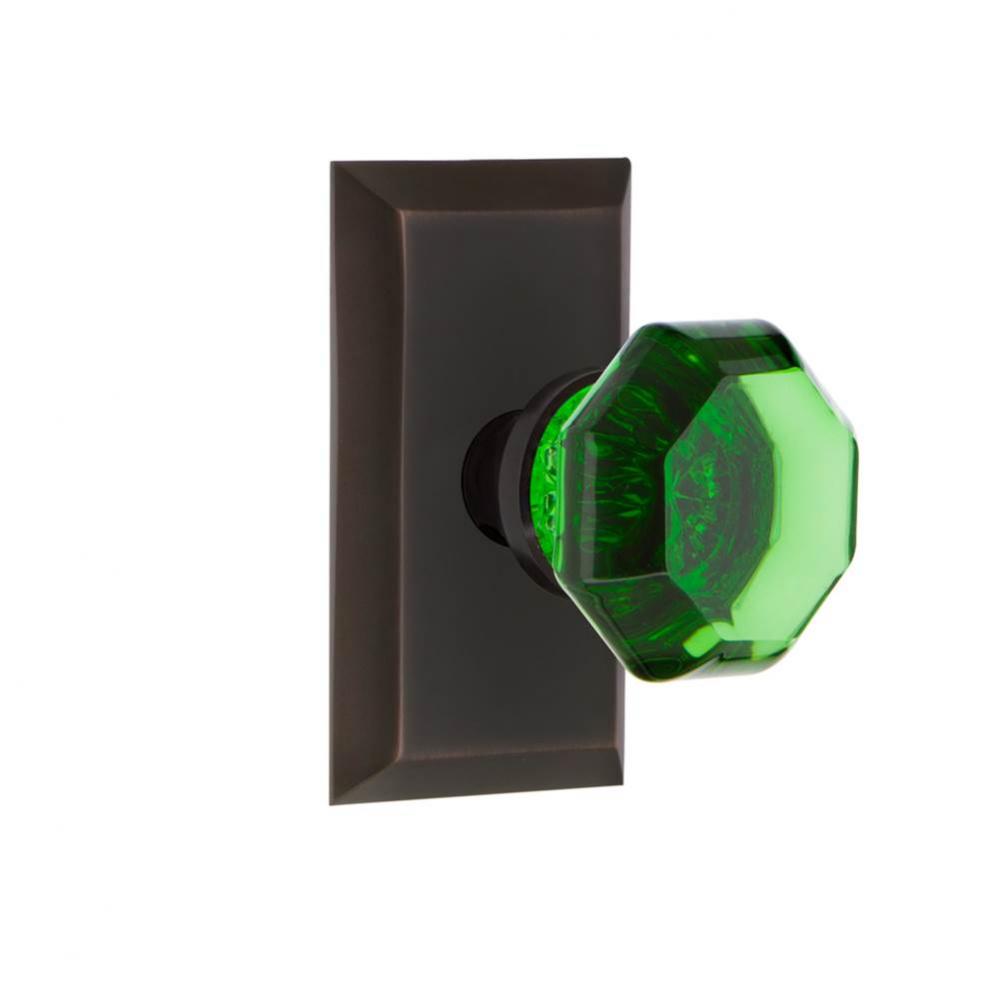 Nostalgic Warehouse Studio Plate Privacy Waldorf Emerald Door Knob in Timeless Bronze