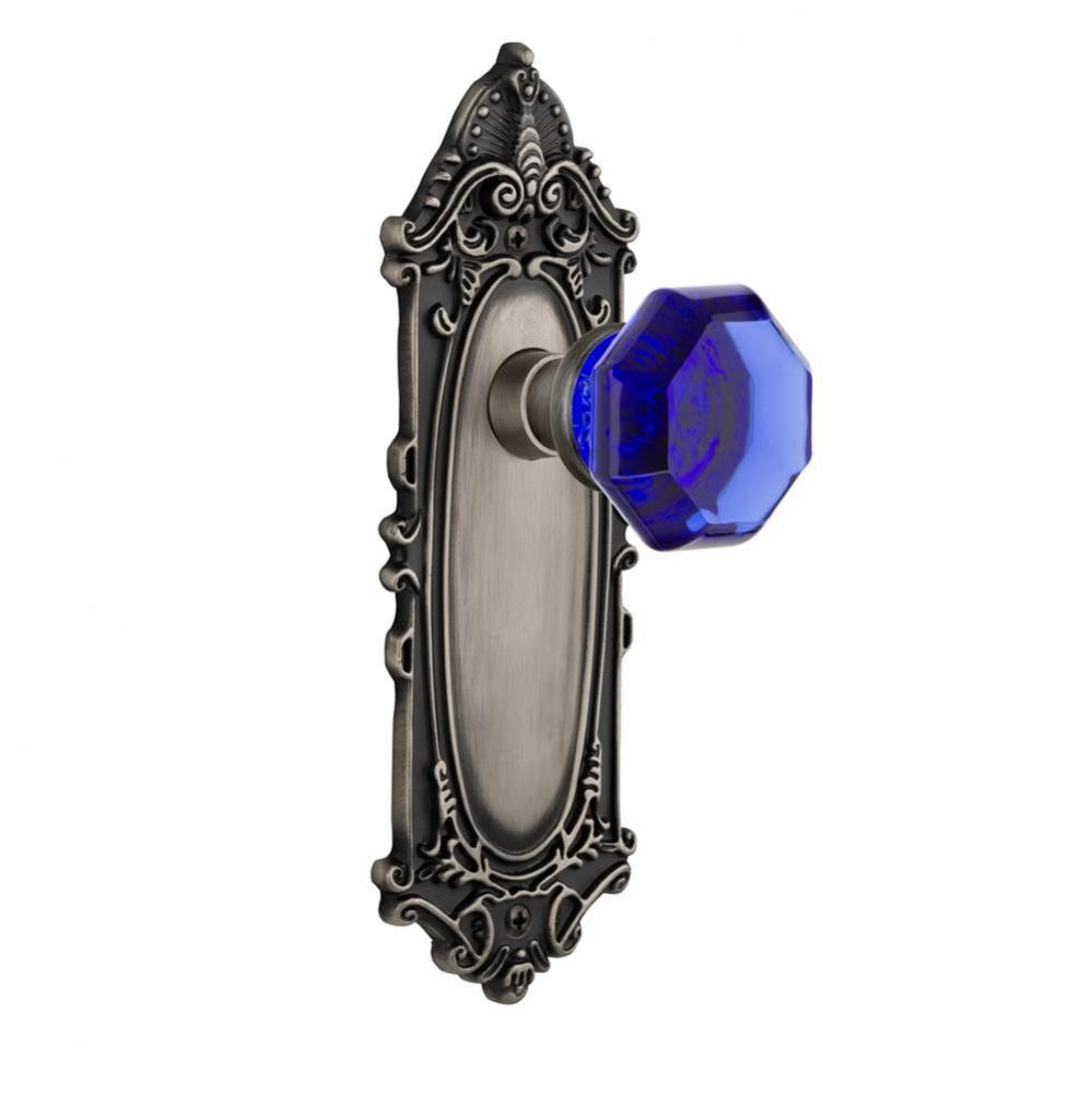 Nostalgic Warehouse Victorian Plate Privacy Waldorf Cobalt Door Knob in Antique Pewter