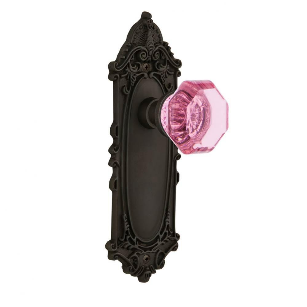 Nostalgic Warehouse Victorian Plate Privacy Waldorf Pink Door Knob in Oil-Rubbed Bronze