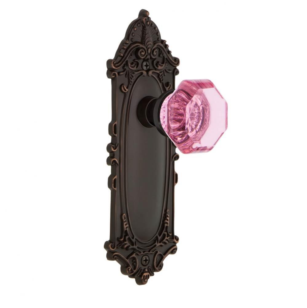 Nostalgic Warehouse Victorian Plate Privacy Waldorf Pink Door Knob in Timeless Bronze