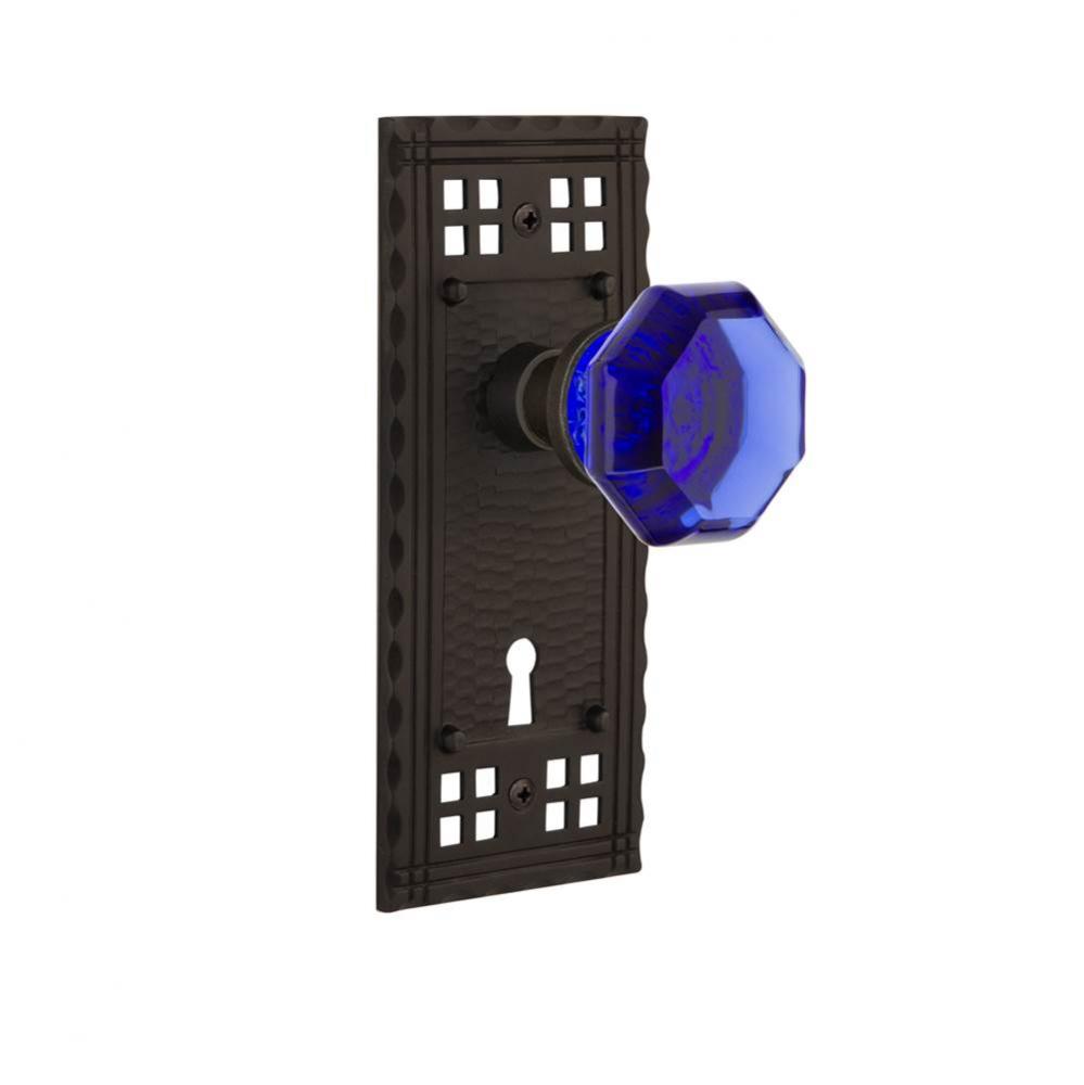 Nostalgic Warehouse Craftsman Plate with Keyhole Privacy Waldorf Cobalt Door Knob in Oil-Rubbed Br