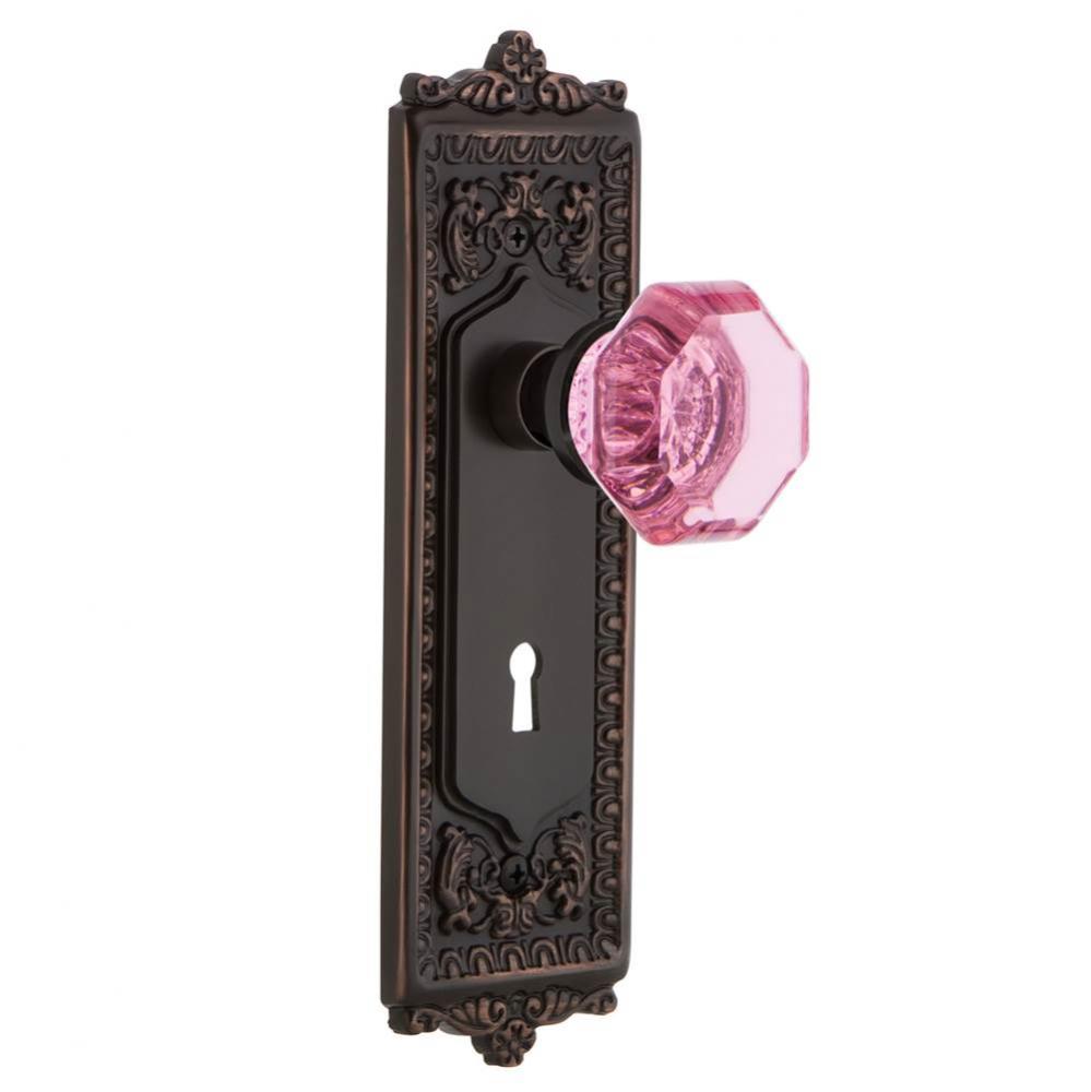 Nostalgic Warehouse Egg & Dart Plate with Keyhole Privacy Waldorf Pink Door Knob in Timeless B